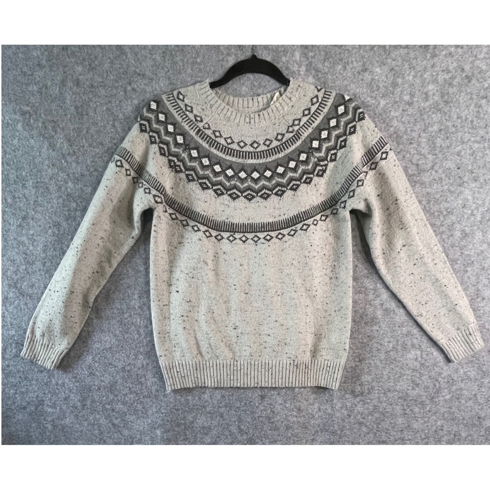 Weatherproof‎ Vintage Mens Gray Fair Isle Crewneck Sweater Speckled Knit Small